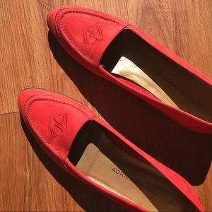 Adrienne Vitadini Orange Red Suede Loafers